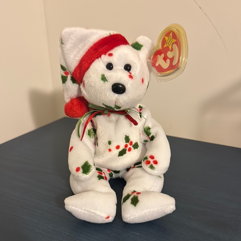 Ty Beanie Babies 1998 Holiday Teddy Festive Stuffed Bear with Santa Hat